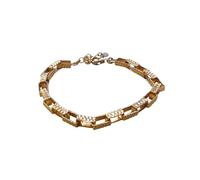 De Santis Bracciale Gioielli in Argento 925 con Placcatura Oro Rosa, Catena a Maglia Geometrica Rettangolare e Finitura Diamantata, Design Moderno Donna Made in Italy