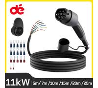 dé Tipo 2 Wallbox cavo di ricambio 11kW 3 fasi 16A cavo di ricarica per veicoli elettrici per aprire l'estremità 5m 7m 10m 15m 20m 25m opzioni 11kW10M Cable