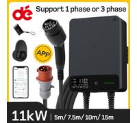 dé Wallbox 11kW con Tuya APP 5m 7.5m 10m 15m cavo di ricarica CEE a tipo 2 16A caricabatterie per veicoli elettrici Plug & Play schermo LED