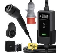 dé Wallbox 22kw [15m| Trifase| 6-32A] Cavo Ricarica Auto Elettrica Tipo 2 con Potenza di Ricarica Regolabile, Stazione Carichino Auto elettrica Mobile Compatibile con Model Y, ID.3 e Altri EV/PHEV