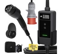 dé Wallbox 22kw [7m| Trifase| 6-32A] Cavo Ricarica Auto Elettrica Tipo 2 con Potenza di Ricarica Regolabile, Stazione Carichino Auto elettrica Mobile Compatibile con Model Y, ID.3 e Altri EV/PHEV