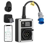 dé Wallbox 7,4kW 32A Con APP, Caricabatterie EV da spina CEE a presa di tipo 2, stazione di ricarica mobile a 1 fase con contatore elettrico, plug and play