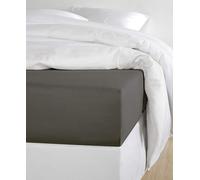 De Witte Lietaer Olivia - Lenzuolo con Angoli, in Raso di Cotone pregiato, 180 x 200 x 30 cm, Colore: Grigio Scuro/Ebano