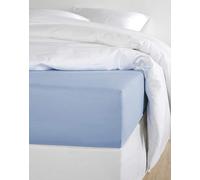 De Witte Lietaer Olivia - Lenzuolo con Angoli, in Raso di Cotone pregiato, 90 x 200 x 30 cm, Colore: Blu Serenity