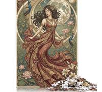 Dea Art Nouveau Mucha Puzzle in Legno 500 Pezzi Adulti E Ragazzi,Idea Regalo,Sfida Impossibile,Antistress,Decorazione Casa,Legno,dai 14 Anni,Gioco Educativo (52x38cm)