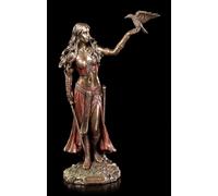 Dea Celtica Morrigan Con Corvo - Statua Decorativa Veronese In Ottone
