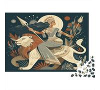 Dea con lancia a cavallo di un leone 52x38cm/1000pcs Puzzle Adatto Per Adulti E Folla Dai 14 Anni in Su