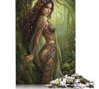 Dea della foresta botanica Puzzle in Legno 1000 Pezzi, Fantasia Donna Arte | Decorazione di figure mitiche, Ritratto femminile regale, Regalo per Adulti, Tema Puzzle, Puzzle in Legno, 14+, 70x50cm.