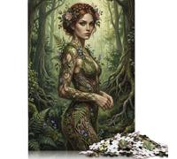 Dea della foresta verde Puzzle in Legno 500 Pezzi, Fantasia Donna Arte