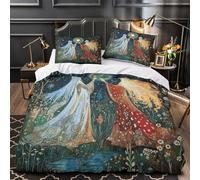 Dea della Luna e delle Stelle Morbido Set Di Biancheria Da Letto Set 3D Motivo Stile di arte popolare russa Stampata Copripiumino E La Federa Del Cuscino, Per Ragazzo,ragazza Super King(260x220cm)