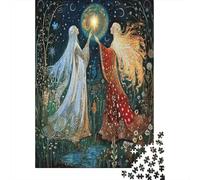 Dea della Luna e delle Stelle Puzzle Per Adulti |Stile arte popolare russa| 38x26cm/1000pcs Puzzle Giochi EduGattoivi,decorazioni Per La Casa