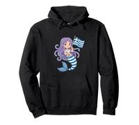 Dea della Sirena Greca Medusa - Simpatica Bandiera della Grecia Souvenir Felpa con Cappuccio