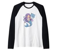 Dea della Sirena Greca Medusa - Simpatica Bandiera della Grecia Souvenir Maglia con Maniche Raglan