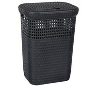 Dea Home 143659, Cesta Portabiancheria Rattan, 60 L, 42x33x58, Antracite