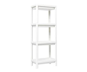 DEA HOME Linda Scaffale bianco modulare con 4 ripiani in plastica resistente forata 38x23x100h cm, multifunzionale, facile da montare e leggero, ideale per casa, garage o magazzino