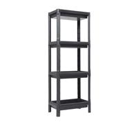 DEA HOME Linda Scaffale nero modulare con 4 ripiani in plastica resistente forata 38x23x100h cm, multifunzionale, facile da montare e leggero, ideale per casa, garage o magazzino