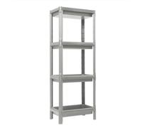 DEA HOME Scaffale multifunzionale Linda in plastica, 4 ripiani, colore grigio, dimensioni 38x23x100 cm.