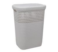 Dea Home Z439M008 Cesta Portabiancheria Rattan, 60 L, 42x33x58, Bianco