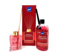 DEA SET FRAGRANZA ROSSO RUBINO : DIFFUSORE DI FRAGRANZA BASTONCINI 200 ML + RICARICA 500 ML + RICAMBIO 10 BASTONCINI NERI lunghezza 250mm diam. 3mm