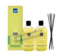 DEA SET LIMONE & LIME : DIFFUSORE DI FRAGRANZA BASTONCINI 200 ML + 2 X RICARICA 500 ML + RICAMBIO 10 BASTONCINI NERI