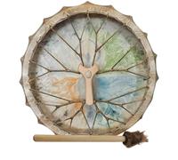 Dea Shaman Drum - Tamburo sciamanico fatto a mano con bacchetta, Tre-e Of Lif-e Design Tamburo siberiano, Tamburo sciamanico siberiano Dea Tamburo Gaia