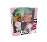 Teorema Giocattoli- Bambole Gita in Scooter con Braccia Snodabili, Ginocchia Pieghevoli e Accessori, Giocattolo per Bambini, 68585