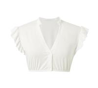 DeaAmyGline Dirndl Camicetta da donna a maniche ad ali Dirndl, colore bianco, nero, scollo a V, con bottoni, per costume tradizionale bavarese, per Oktoberfest, 0416-bianco, L