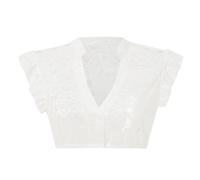 DeaAmyGline Dirndl Camicetta da donna a maniche ad ali Dirndl, colore bianco, nero, scollo a V, con bottoni, per costume tradizionale bavarese, per Oktoberfest, 1133-bianco, S