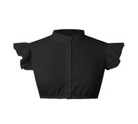 DeaAmyGline Dirndl Camicetta da donna a maniche ad ali Dirndl, colore bianco, nero, scollo a V, con bottoni, per costume tradizionale bavarese, per Oktoberfest, 0729-nero, 3XL