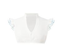 DeaAmyGline Dirndl Camicetta da donna a maniche ad ali Dirndl, colore bianco, nero, scollo a V, con bottoni, per costume tradizionale bavarese, per Oktoberfest, 0623-blu, XXL