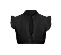 DeaAmyGline Dirndl Camicetta da donna a maniche ad ali Dirndl, colore bianco, nero, scollo a V, con bottoni, per costume tradizionale bavarese, per Oktoberfest, 0102-nero, S