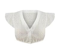 DeaAmyGline Dirndl Camicetta da donna a maniche ad ali Dirndl, colore bianco, nero, scollo a V, con bottoni, per costume tradizionale bavarese, per Oktoberfest, 1538-bianco, L