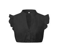 DeaAmyGline Dirndl Camicetta da donna a maniche ad ali Dirndl, colore bianco, nero, scollo a V, con bottoni, per costume tradizionale bavarese, per Oktoberfest, 0519-nero, S