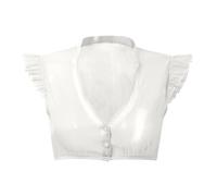 DeaAmyGline Dirndl Camicetta da donna a maniche ad ali Dirndl, colore bianco, nero, scollo a V, con bottoni, per costume tradizionale bavarese, per Oktoberfest, 0310-bianco, XXL