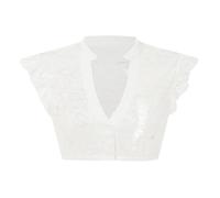 DeaAmyGline Dirndl Camicetta da donna a maniche ad ali Dirndl, colore bianco, nero, scollo a V, con bottoni, per costume tradizionale bavarese, per Oktoberfest, 1335-bianco, S