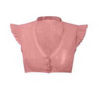 DeaAmyGline Dirndl Camicetta da donna a maniche ad ali Dirndl, colore bianco, nero, scollo a V, con bottoni, per costume tradizionale bavarese, per Oktoberfest, 0312-rosa, M
