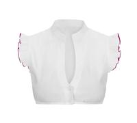 DeaAmyGline Dirndl Camicetta da donna a maniche ad ali Dirndl, colore bianco, scollo a V, con bottoni, maniche ad ali, camicetta tradizionale bavarese, colore bianco, moderna, per Oktoberfest, Colore