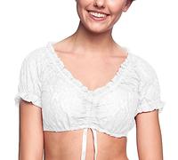 DeaAmyGline Dirndl Camicetta da donna, colore bianco, nero, a maniche corte, con scollo a V, con coulisse, per Dirndl, moderna, per Oktoberfest, bianco, XXL