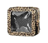 Dead Fish Skeletons Borsa per il trucco trasparente impermeabile per donne ragazze organizer cosmetico portatile sacchetti per la cura della pelle, Stampa ghepardo, Taglia unica