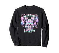 Dead Inside But Hoppy Skull Bunny Pastel Goth Easter Felpa