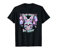 Dead Inside But Hoppy Skull Bunny Pastel Goth Easter Maglietta