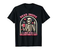 Dead Inside But It's Valentine's Day Skeleton Sarcastic Joke Maglietta