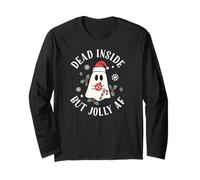 Dead Inside But Jolly AF Funny Christmas Ghost Maglia a Manica