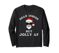 Dead Inside But Jolly AF Scheletro di Babbo Natale Divertente Maglia a Manica