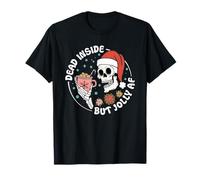 Dead-Inside But Jolly AF Scheletro di Babbo Natale spettrale Maglietta