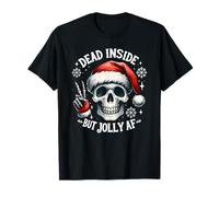 Dead-Inside But Jolly AF Scheletro di Babbo Natale spettrale Maglietta