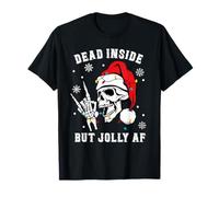 Dead-Inside But Jolly AF Scheletro di Babbo Natale spettrale Maglietta
