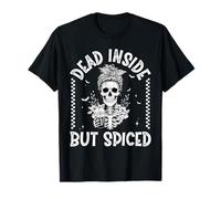 Dead Inside But Spiced Skeleton Pumpkin Spice Atmosfera di Halloween Maglietta