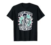 Dead Inside But Still Made to The Gym Skeleton Lifter Maglietta