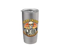 Dead Inside Ma Caffeinated | Retro Skeleton Coffee Bicchiere termico in acciaio inox doppia parete